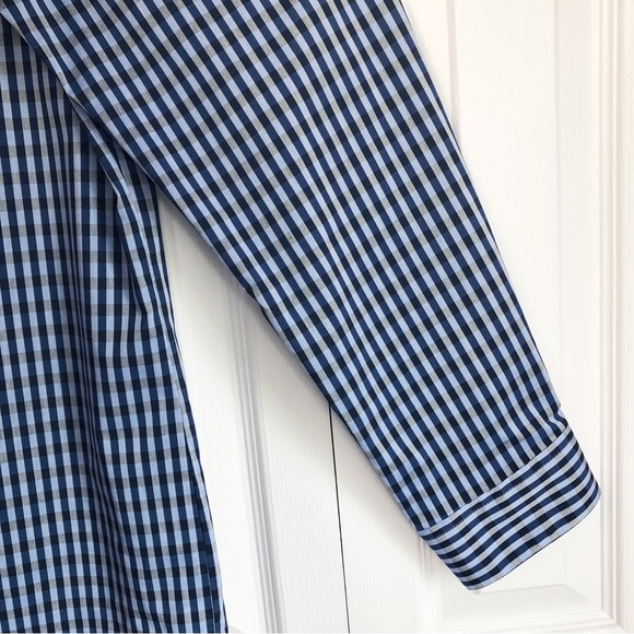 Van Heusen Flex Slim Fit Blue Check Plaid Button Down Shirt - Picture 10 of 16